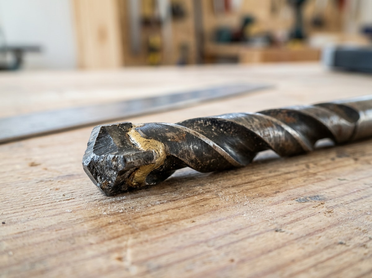 Close-up of a carbide-tipped masonry drill bit showing the brazed carbide tip for drilling concrete