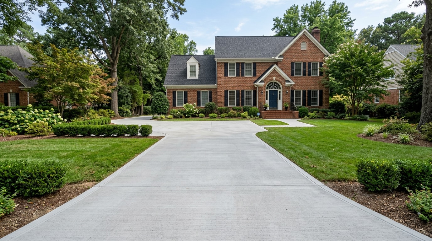 Newly poured concrete driveway in Chapel Hill, NC Newly poured concrete driveway in Chapel Hill, NC